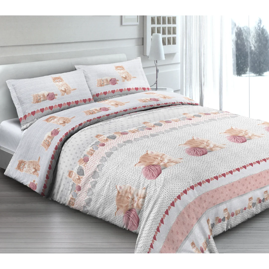 Spellman Grey/Pink/Off White Duvet Cover Set