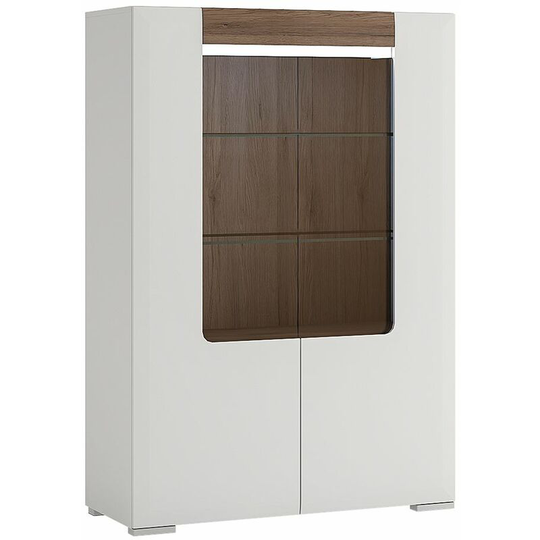 Canada Glazed 2 Door Cabinet With Shelves (Inc Plexi Lighting) - White