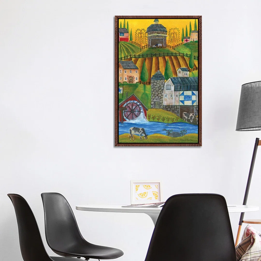 Old Stone Folk Art Farm by Cheryl Bartley - Graphic Art Print on Canvas