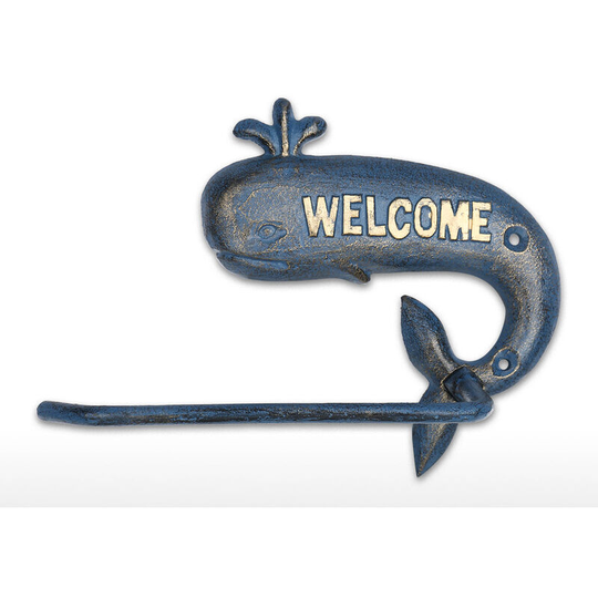 Cast Iron Wall Mounted Paper Towel Holder Whale Paper Holder Coat Hook Towel Rack Bathroom Accessory Kitchen Roll Paper Holder - Tooarts