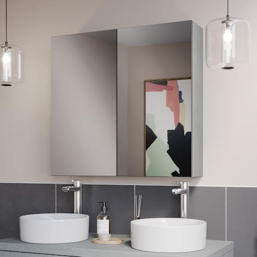 Vitusso Concrete Bathroom Mirror Cabinet 800mm