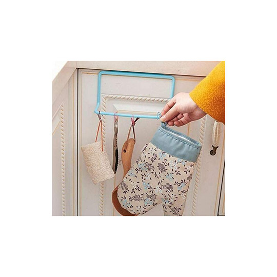 Towel Holder,Towel Rack Hanging Holder Organizer Bathroom Kitchen Cabinet Cupboard Hanger (Green)-Blue