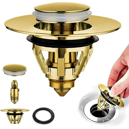 Sink Stopper Bathroom Sink Drain Filter Universal Pop Up Tub Filter Bath Hair Gold-34~40mm