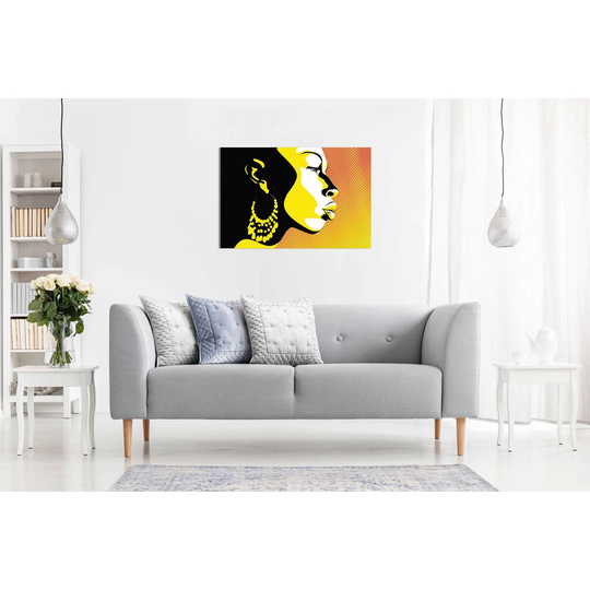 Modern African Art Silhouette Yellow Black Canvas Wall Art Picture Print Home Decor