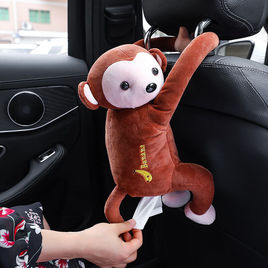 Sunflowergb - Pippi Monkey Tissue Box Cartoon Paper Cover Towel Holder Paper Storage Box for Car, Home, Bathroom, Car Paper Box, Cartoon Chair,