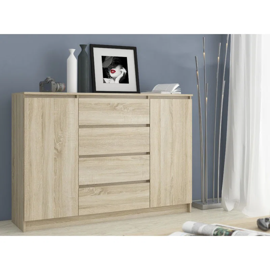 Sideboard, Entrance Console, Dresser And Chest Of Drawers, TV Cabinet, Cabinet Living Room 4 Drawers And 2 Hinged Doors 99 x 138 x 40 cm
