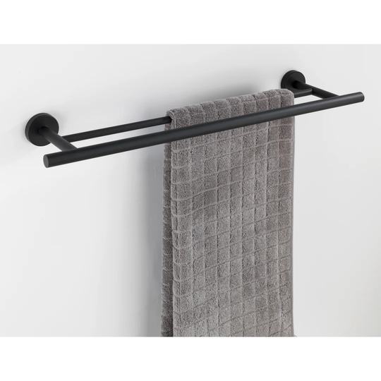 Bosio Duo Matt Black Stainless Steel 60cm x 5.5cm x 14cm Towel Rail