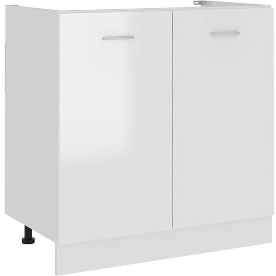 Sink Bottom Cabinet High Gloss White 80x46x81.5 cm Chipboard