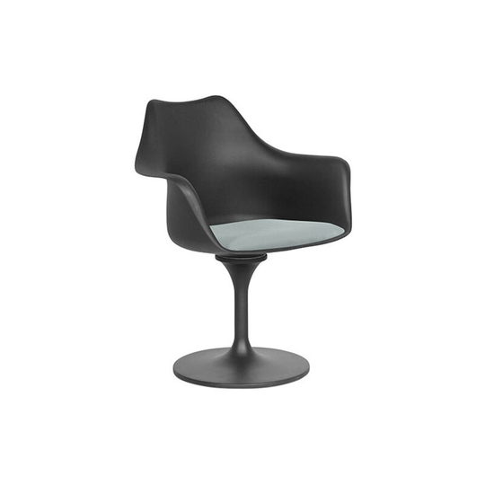 Tulipan Armchair - Faux Leather - Black shell Light grey PP, Imitation Leather, Metal - Light grey