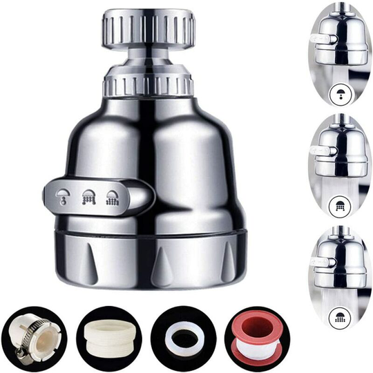 Betterlife Kitchen Faucet Head 360 Swivel Faucet Nozzle Faucet Nozzle Filter Head Aerator Water Filter Adapter 3 Modes Adjustable for Kitchen and