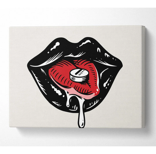 Black Lips Pill - Wrapped Canvas Graphic Art