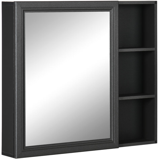 kleankin Bathroom Cabinet Wall Mounted Storage Organiser w/ Mirrored Door Grey - Grey