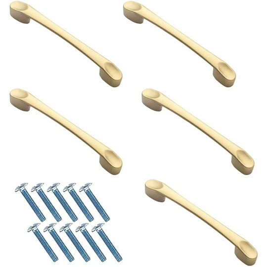 Groofoo - 5pcs Gold Furniture Handles Aluminum Alloy Door Handles Golden Drawer Door Cabinet Handles for Cupboard Door Drawer