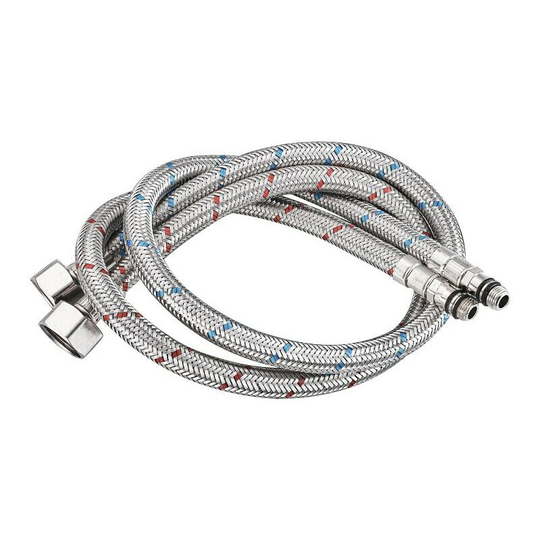Betterlife 2 pcs (1/2 60cm) Replacement Hose for Stainless Steel Sanitary Flexible Kitchen Faucet Stainless Steel Braided Hose Double Water Inlet