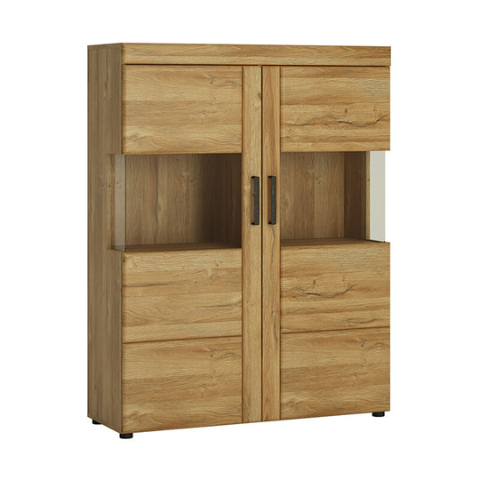 Cortina Low wide 2 door display cabinet in Grandson Oak