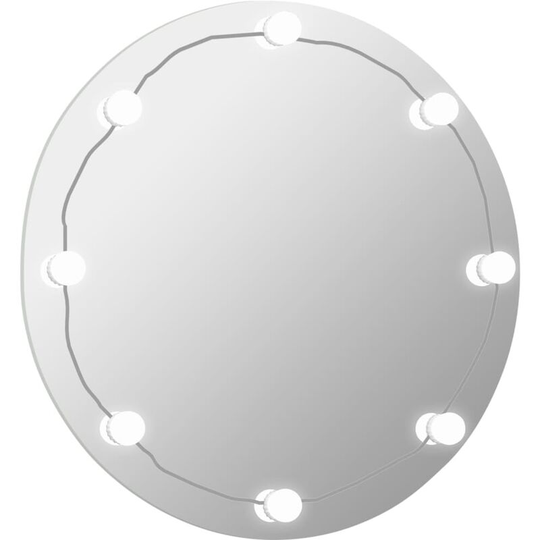 Wall Frameless Mirror with led Lights Round Glass Vidaxl Silver