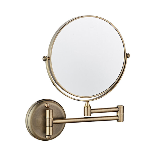 Wall Mounted Vanity Mirror Double Sided Folding Rotating 3X Magnifying Mirror 6 Inch for Bathroom Toilet Bedroom, Green Bronze