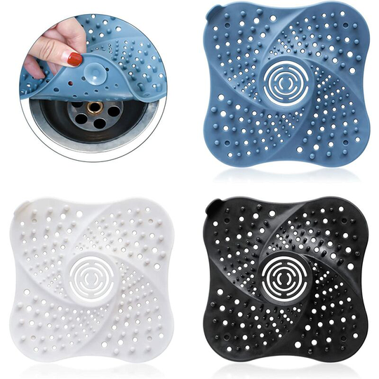 Drain Hair Catcher Durable Silicon, Shower Hair Stopper with Suction Cup, Drain Cover Easy to Install and Clean Suit 3 Packs