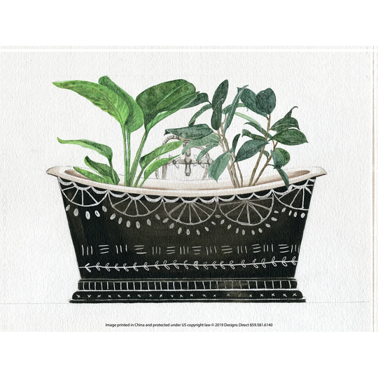 Black Bathtub Full of Plants I - Wrapped Canvas Painting Print