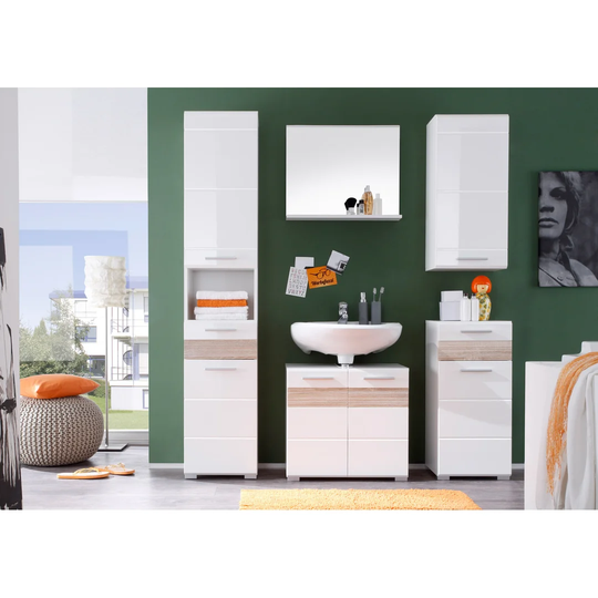 Wood Framed Wall Mounted Bathroom / Vanity Mirror in White