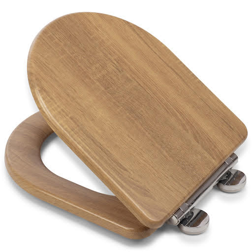 Croydex Levico Flexi-Fix Soft Close D-Shape Wooden Toilet Seat Oak - WL610286H