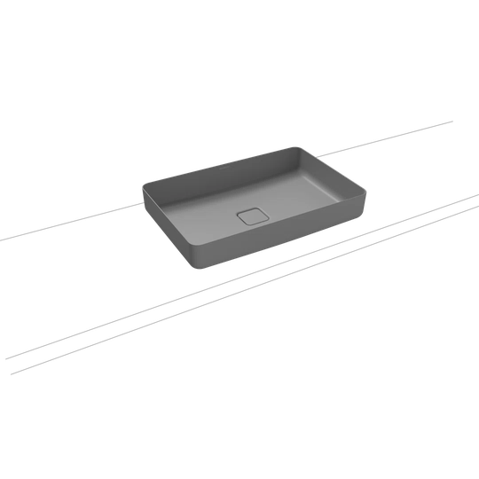 Miena Cool Grey Steel Enamel Rectangular Countertop Bathroom Sink