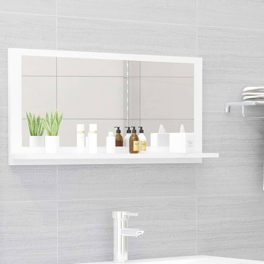 Bathroom Mirror High Gloss White 80x10.5x37 cm Chipboard FF804577_UK - Topdeal