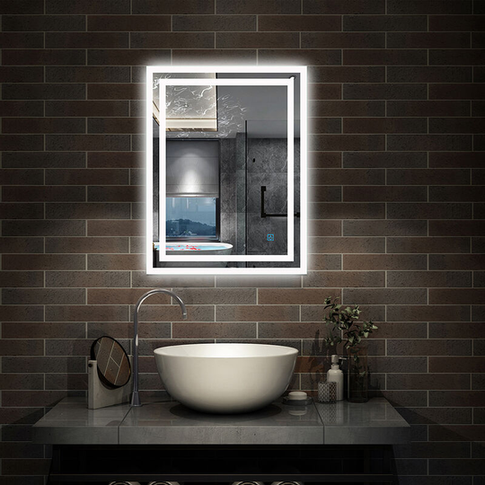 Backlit led Illuminated Bathroom Mirror with Light Sensor + Demister - Type b 500 x 700mm