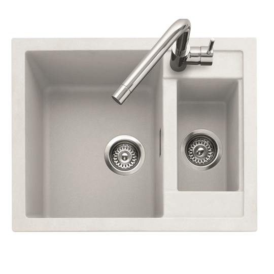 Leesti 61.5cm x 50cm Double Bowl Inset or Undermounted Kitchen Sink