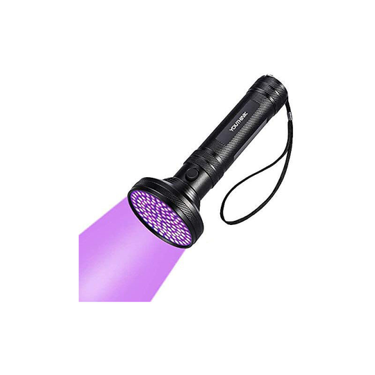 UV Flashlight, Torch 100 LEDs Ultra Violet Detector for Fluorescent Whitening Agent Animal Urine Scorpion Check Silver with UV Protected Safety