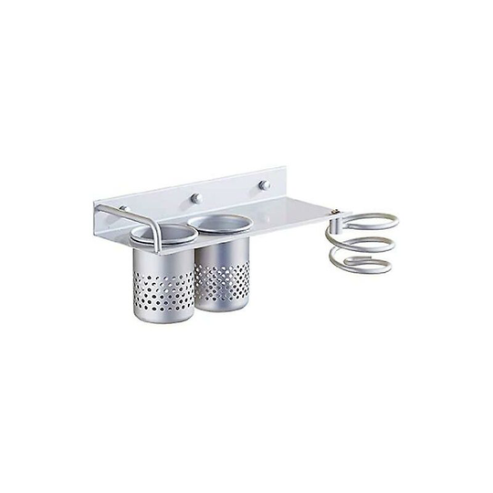 Wall Mounted Hair Dryer Rack, Bathroom Hair Care Hair Styling Tools Organizer Storage Basket, Aluminum Hanging Rack Organizer