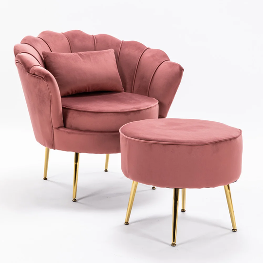 Francisco 77Cm Wide Tufted Velvet Armchair and Ottoman