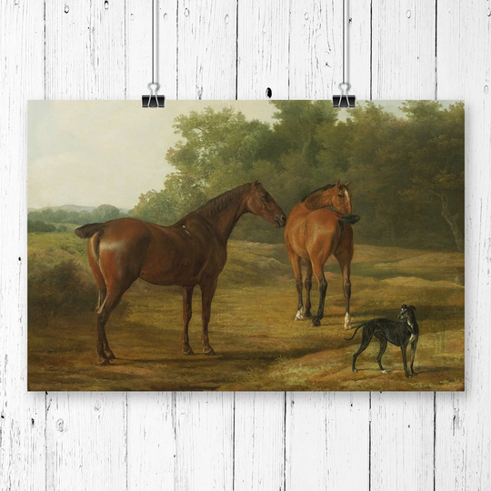 'Horses and Hound' by Jacques-Laurent Agasse Graphic Art