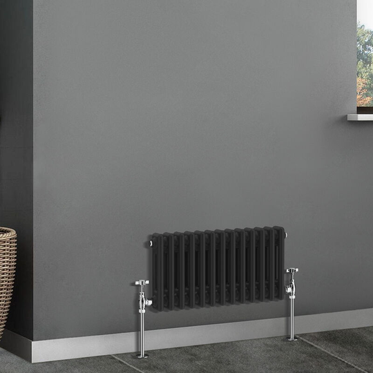 Traditional Radiator Cast Iron Style Radiator 2 Column Black 300x605mm