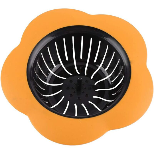Kitchen Sink Strainer - Flower Shaped Plastic Basin Sink Strainer Drain Stopper Kitchen Bathroom Accessories(Orange)