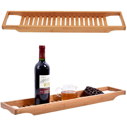 Bamboo Wood Bath Bathtub Rack Storage Tray Holder, Wood - Livingandhome