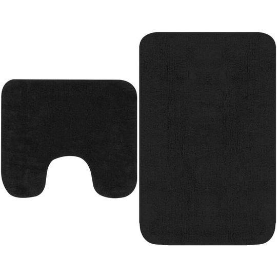 Bathroom Mat Set 2 Pieces Fabric Anthracite VDFF02207_UK - Topdeal