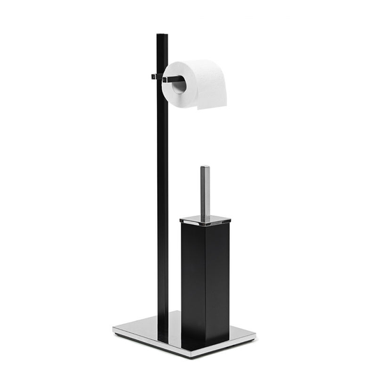 Relaxdays - Chromed Steel Toilet Butler, approx 73 x 21.5 x 27.5 cm, Square Toilet Free-Standing Butler, Modern with Toilet Roll Holder and Toilet