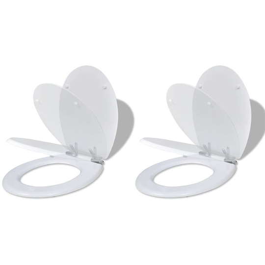 Toilet Seats with Soft Close Lids 2 pcs mdf White VD18775 - Hommoo