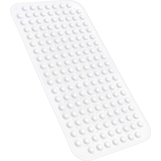 31x15.5In Non-Slip Bath Tub Shower Mat, with Suction Cups and Drain Holes (White)