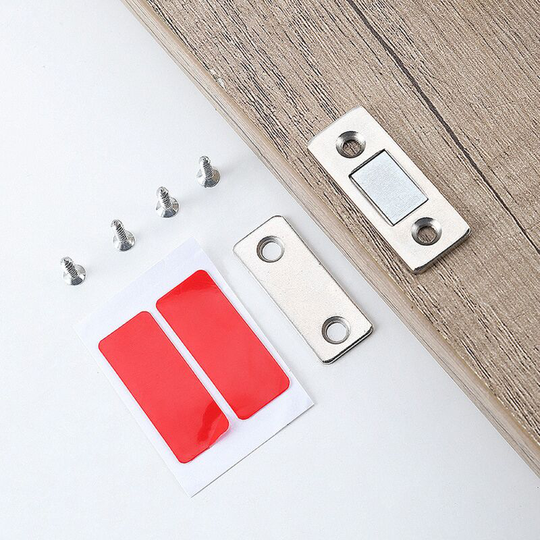 Perlerare - Magnetic Door Magnet 4 Pieces Ultra Thin Stainless Steel Magnetic Catches for Sliding Door of Cupboard, Kitchen, Cabinet, Drawer and