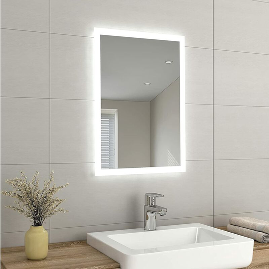 Emke - led Small Bathroom Mirror 500x700mm, Wall Mounted Bathroom / Bedroom Vanity Mirror with led Lights | Demister Pad, Easy Control Smart Mirror