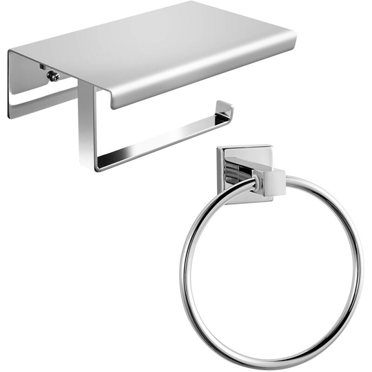 Toilet Paper Roll Wall-Mounted Paper Holder and Towel Ring Chrome, Stainless Steel Toilet Paper Holder and Towel Ring - Meykoers