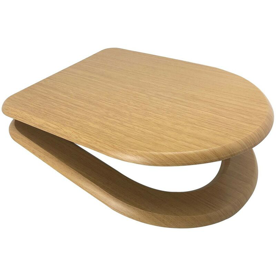 Oak mdf d shaped toilet seat with soft close - Oak - Accents