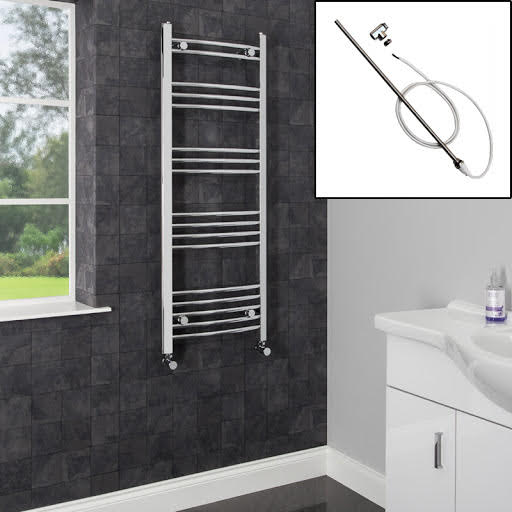 DuraTherm Dual Fuel Heated Towel Rail 1200 x 450mm Curved Manual