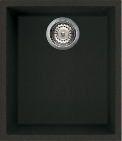 Reginox Elleci Quadra100 Black Granite Undermount Single Bowl Kitchen Sink with Waste Included
