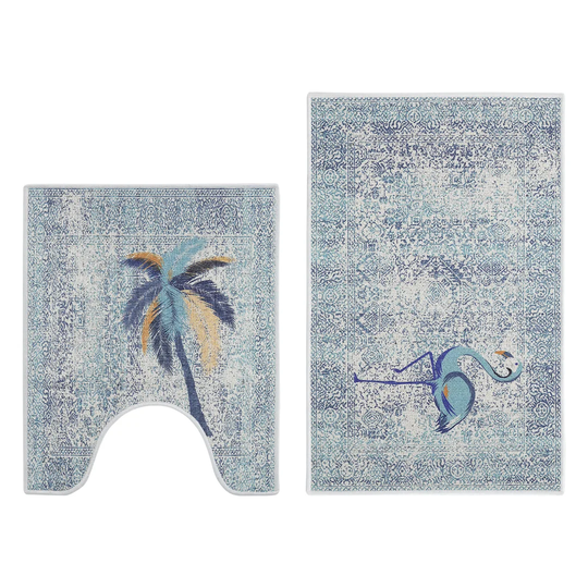 Akira 2-Piece Designer Print Bathroom Shape Rugs