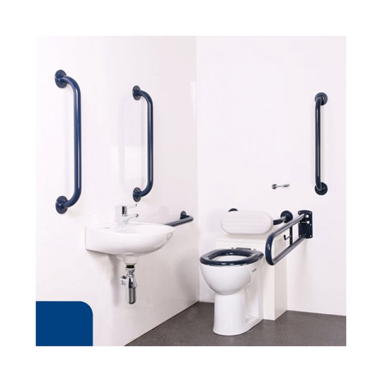 Nyma pro Back to Wall Doc m Pack Concealed Fixings White - 5 x Dark Blue Grab Rails - Nymas
