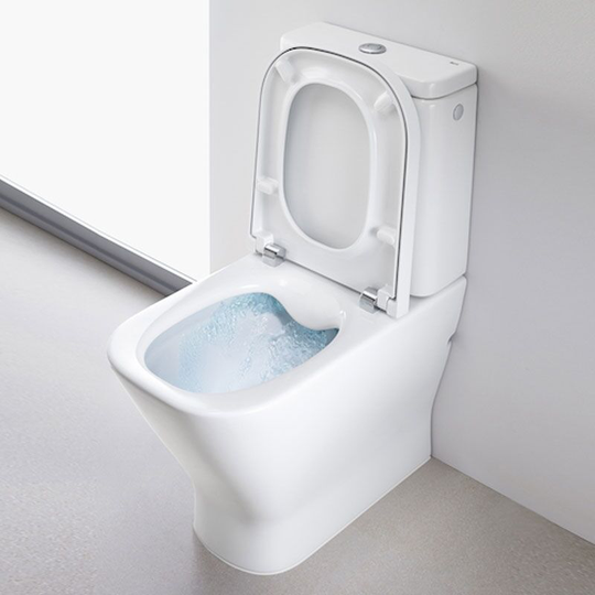 Ro.ca - Roca The Gap Cleanrim Close Coupled Toilet with Dual Outlet Push Button Cistern Soft Close Seat