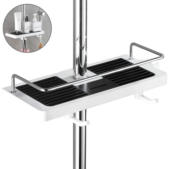 No Drilling Shower Rod Holder Bathroom Bracket Shower Head Hook for 22mm-25mm Shower Rod